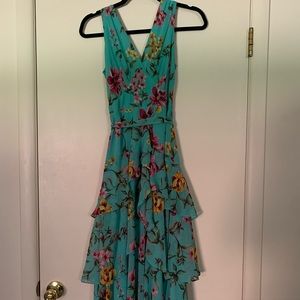 WHBM Floral-Print Tiered Midi Dress. Perfect for wedding  guest.